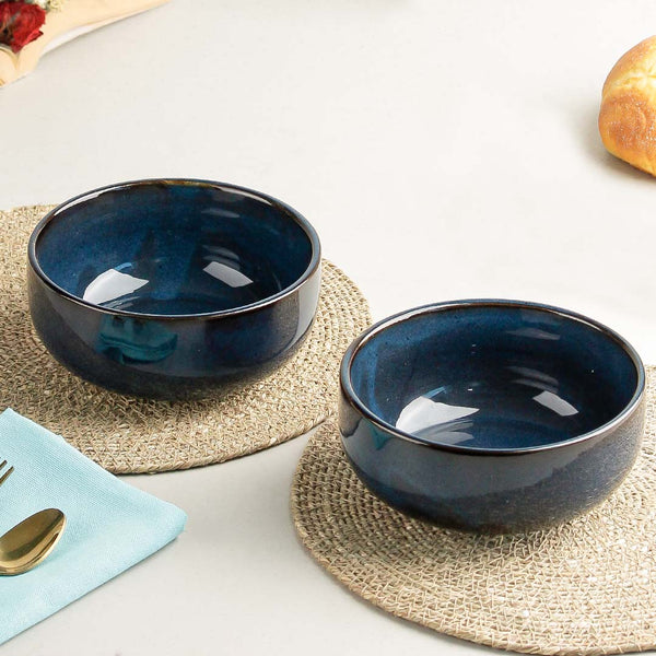 Galaxy Blue Ceramic Snack Bowl Set of 2, 500 ML